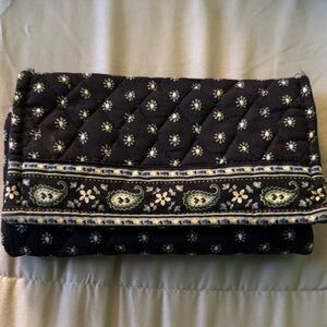 VERA BRADLEY Quilted Navy and Green Paisley Clutch
